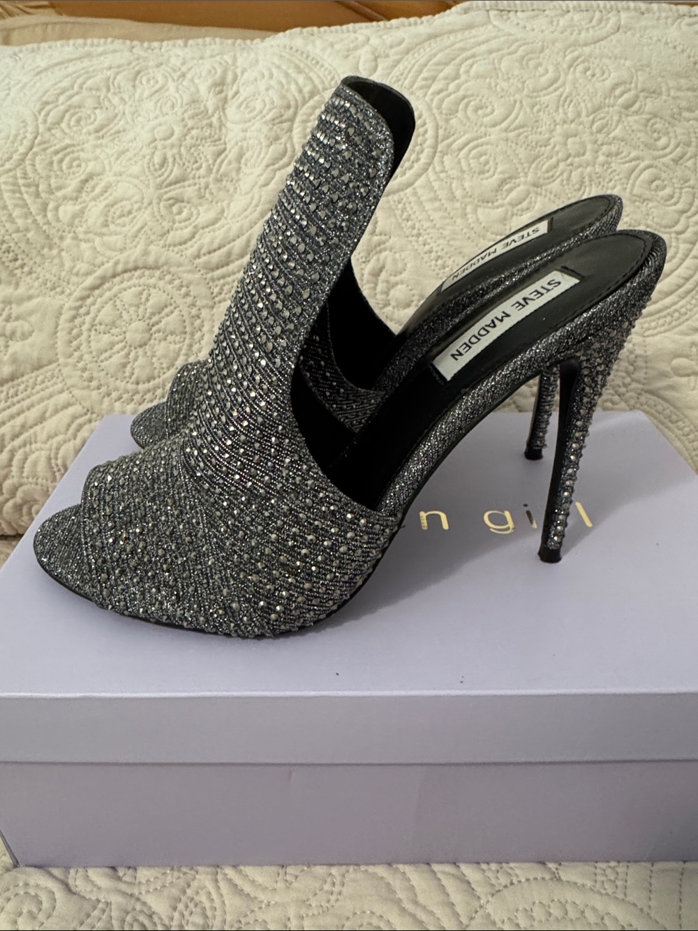 Steve Madden Gunmetal Glitter Sinful Stiletto Pumps